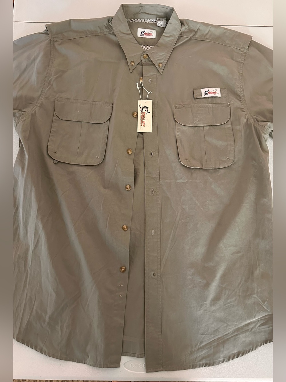 World wide‎ sportsman Men's Short Sleeve Button-Down Shirt - Olive